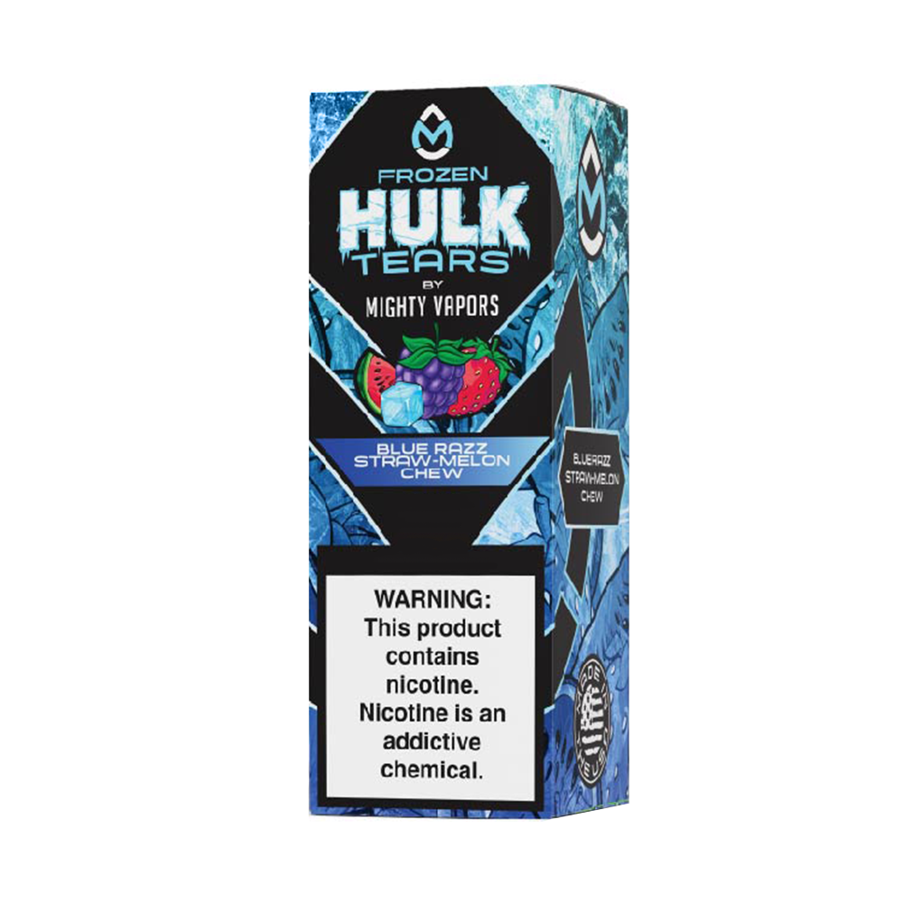 Hulk Tears Salt Series E-Liquid 30mL (Salt Nic) - Frozen Blue Razz Straw-Melon Chew packaging