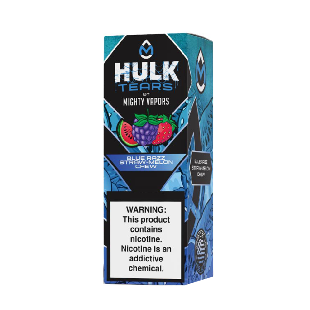 Hulk Tears Salt Series E-Liquid 30mL (Salt Nic) - Hulk Tears Blue Razz Straw Melon Chew  packaging