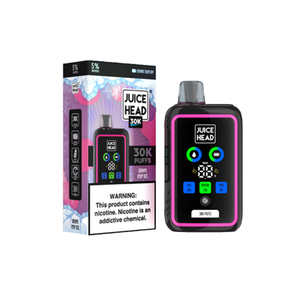 Juice Head 30K Disposable | 30000 Puffs | 24mL | 50mg | MOQ 5 | Grape Pop Ice with packaging