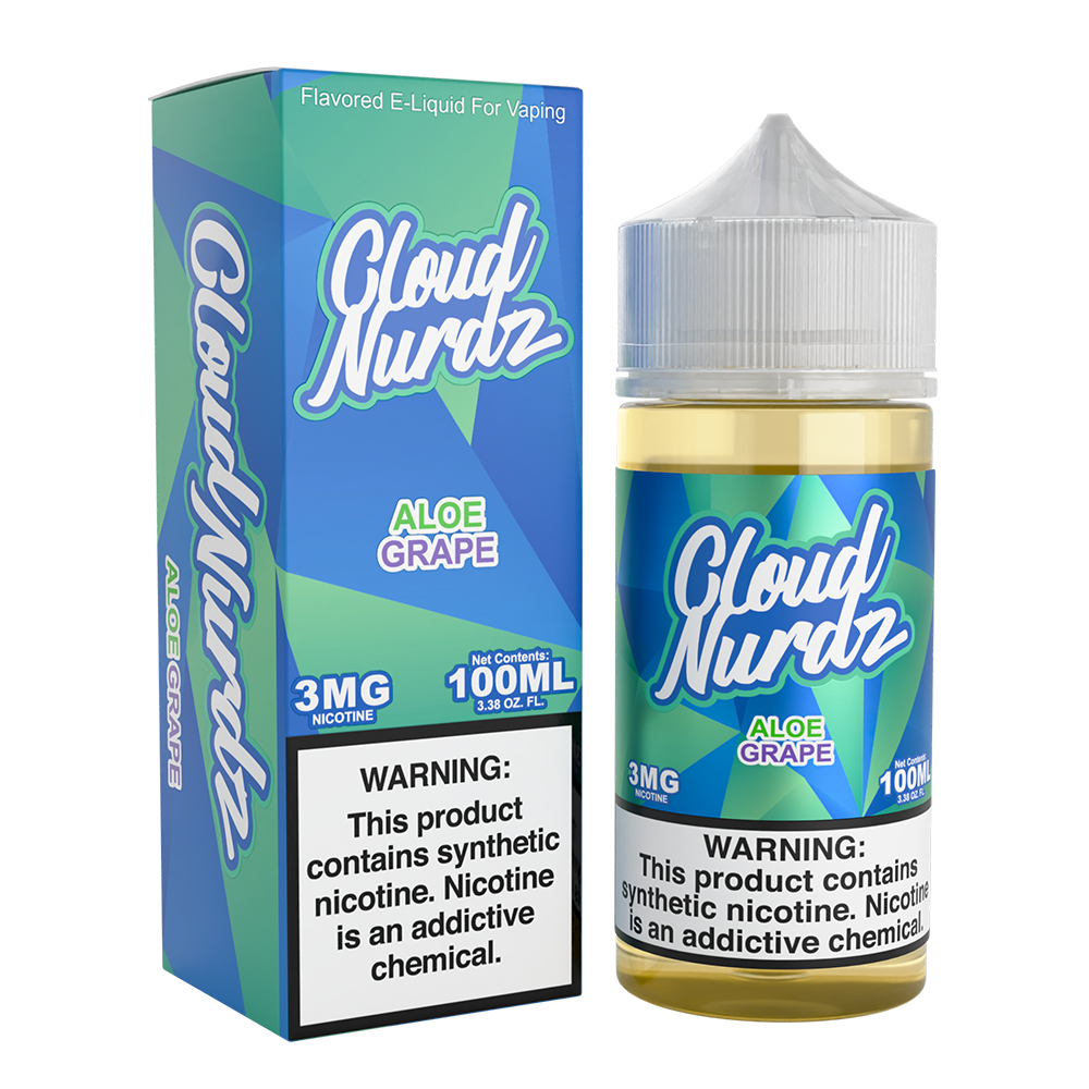 Cloud Nurdz Series E-Liquid 100mL (Freebase) | 0mg - Aloe Grape with packaging