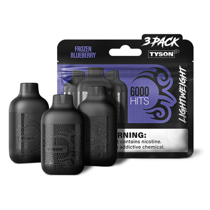 Tyson 2.0 Lightweight Disposable | 6000 Puffs | 50mg | (12mL 3-Pack) | MOQ 10 | Frozen Blueberry with packaging