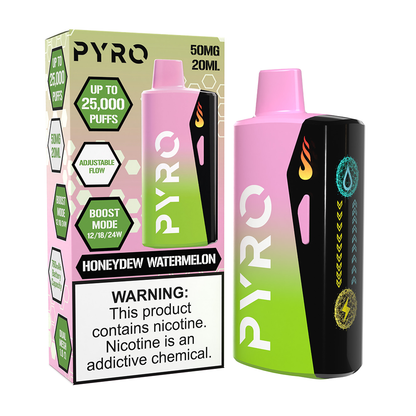 Pyro Boost Disposable | 25000 Puffs | 20mL | 50mg | MOQ 5 | Honeydew Watermelon with packaging