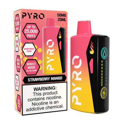 Pyro Boost Disposable | 25000 Puffs | 20mL | 50mg | MOQ 5 | Strawberry Mango with packaging