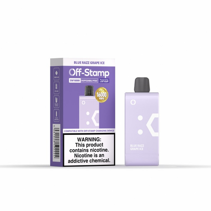 Off Stamp SW16000 Disposable | 16000 Puffs | 17mL | 50mg | (Pod Disposable Only) | MOQ 5 | Blue Razz Grape Ice with packaging
