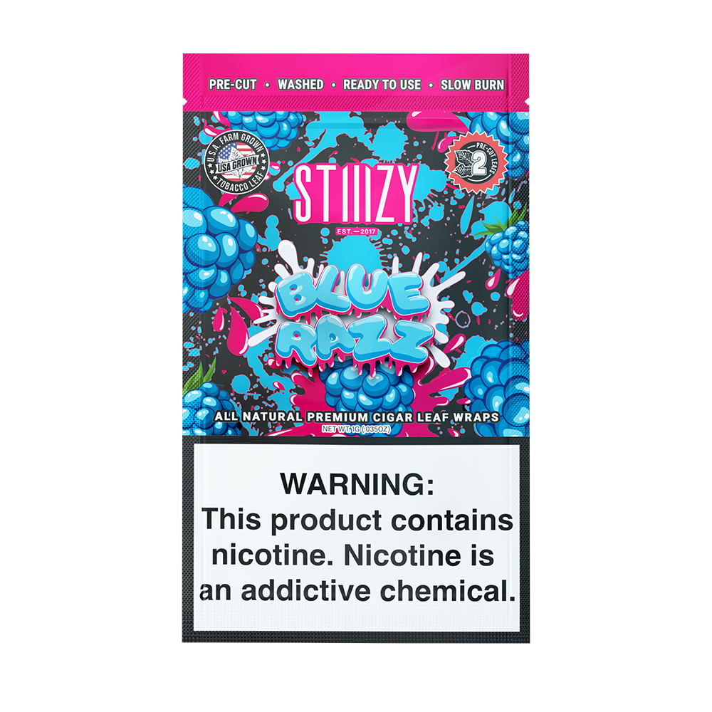 STIIIZY Premium Wraps 2-Pack (20ct Counter Display)- Blue Razz 