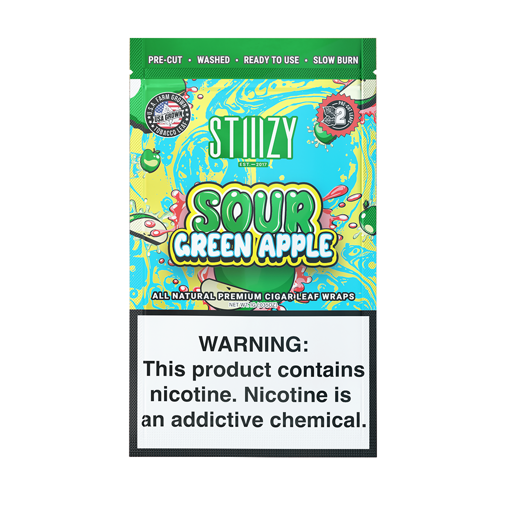 STIIIZY Premium Wraps 2-Pack (20ct Counter Display)- Sour Green Apple