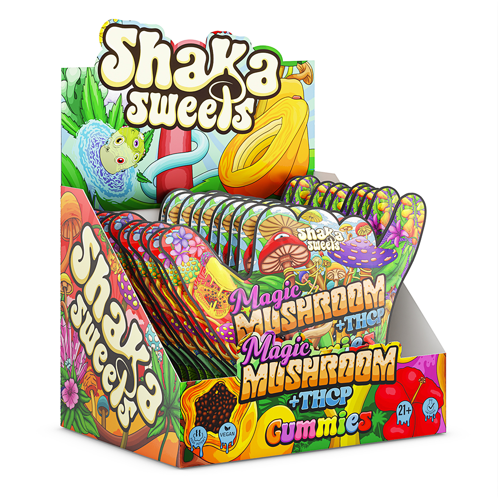 Shaka Sweets Mushroom Delta Gummies 800mg 8ct Pouch - Papaya THCP