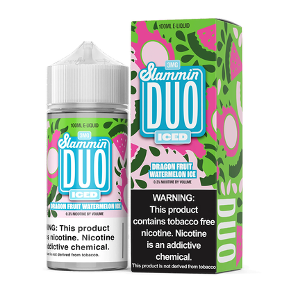 Slammin Duo Series E-Liquid 100mL (Freebase)- Dragonfruit Watermelon Ice with packaging