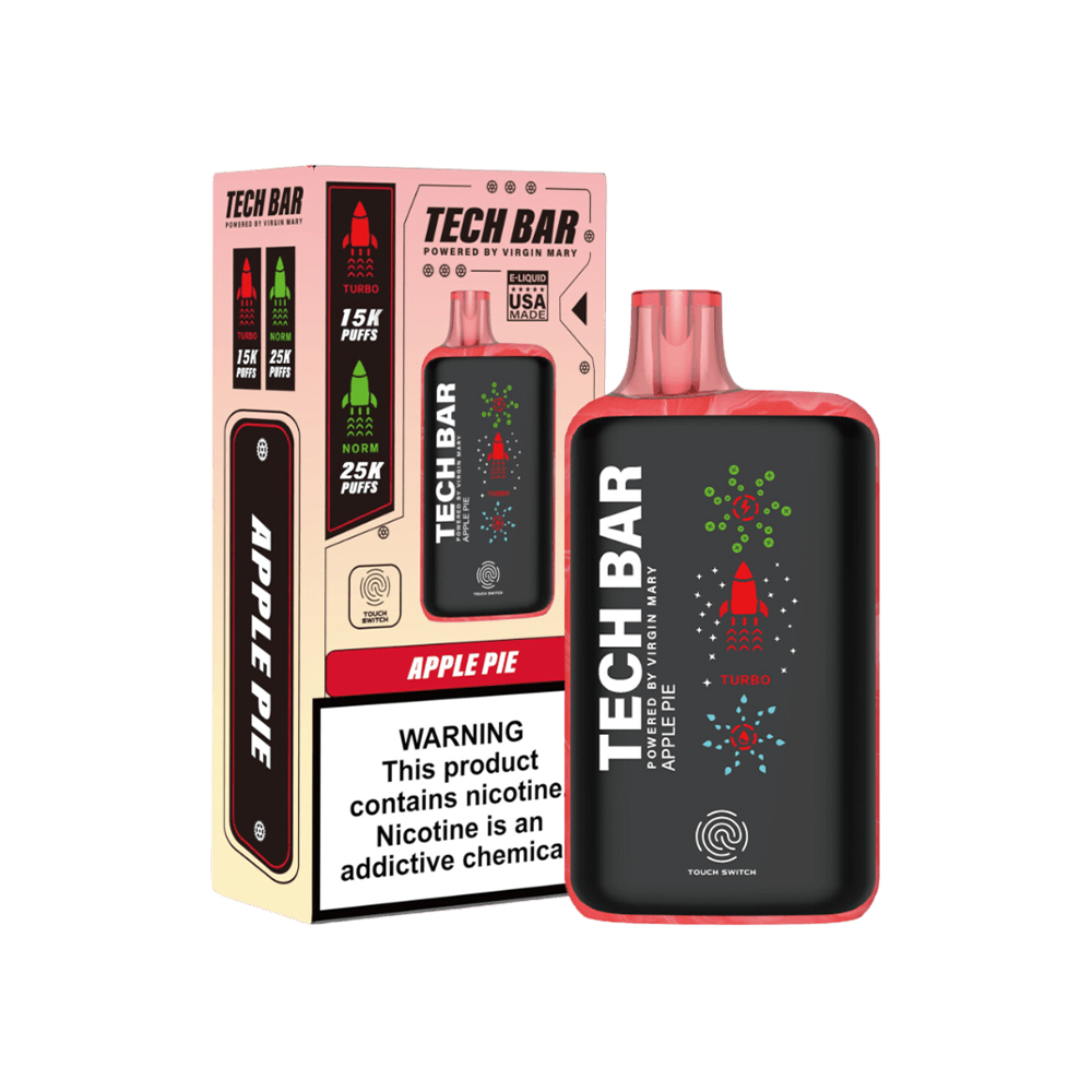 Tech Bar Disposable 25000 Puffs 25mL 50mg | MOQ 5 - Apple Pie with packaging