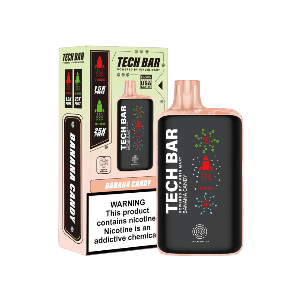 Tech Bar Disposable 25000 Puffs 25mL 50mg | MOQ 5 - Banana Candy with packaging