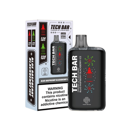 Tech Bar Disposable 25000 Puffs 25mL 50mg | MOQ 5 - Blue Raspberry Blackberry Ice with packaging