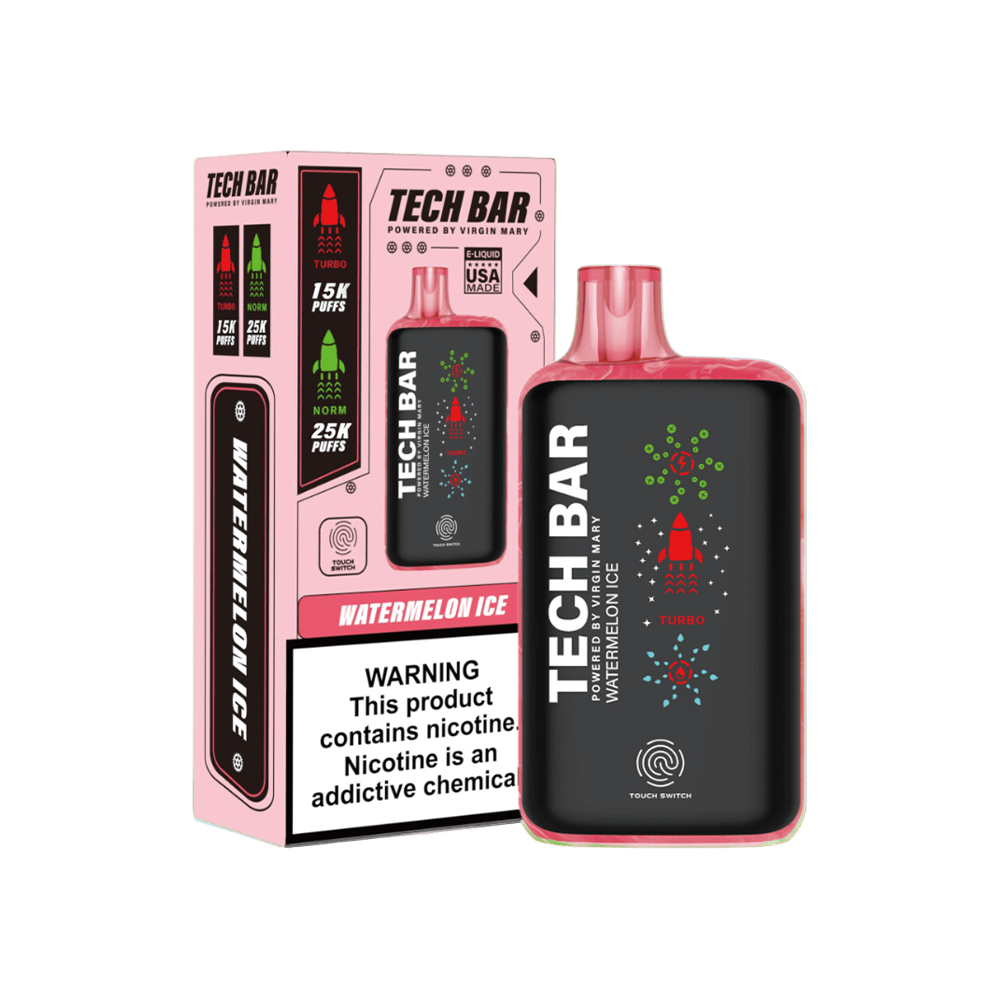 Tech Bar Disposable 25000 Puffs 25mL 50mg | MOQ 5 - Watermelon Ice with packaging