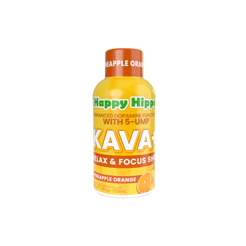 Happy Hippo Kava 5-UMP Liquid Shots 59mL Bottle (12pc Display) - Pineapple Orange