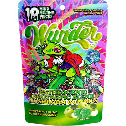 Wunder Mushroom Gummies (12000mg 10ct Pouch) | MOQ 10 - Sour Apple