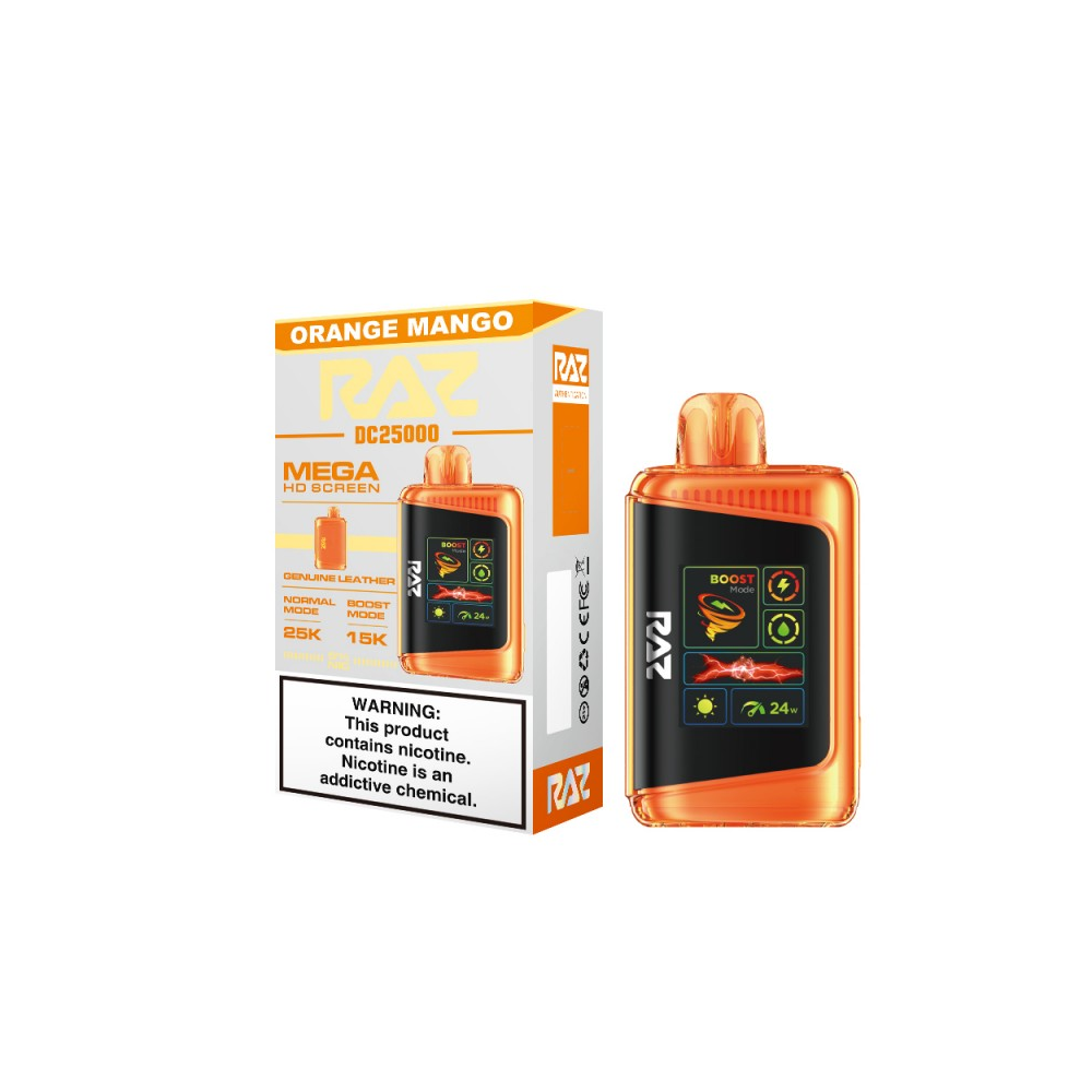 RAZ DC25000 Disposable | 25000 Puffs | 16mL | 50mg | MOQ 5 | Orange Mango with Packaging