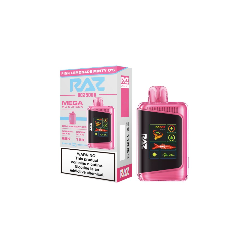 RAZ DC25000 Disposable | 25000 Puffs | 16mL | 50mg | MOQ 5 | Pink Lemonade Minty O's with Packaging