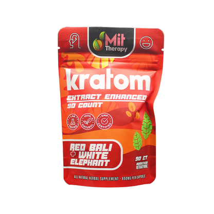 MIT Therapy Kratom Capsules (650mg 90ct Pouch) - Red Bali/ White Elephant