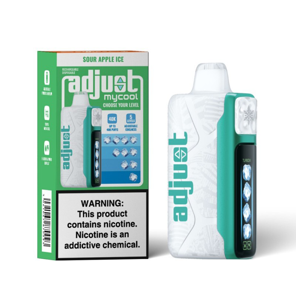 Adjust MyCool Disposable | 40000 Puff | 20mL | 50mg | MOQ 5 | Sour Apple Ice with packaging