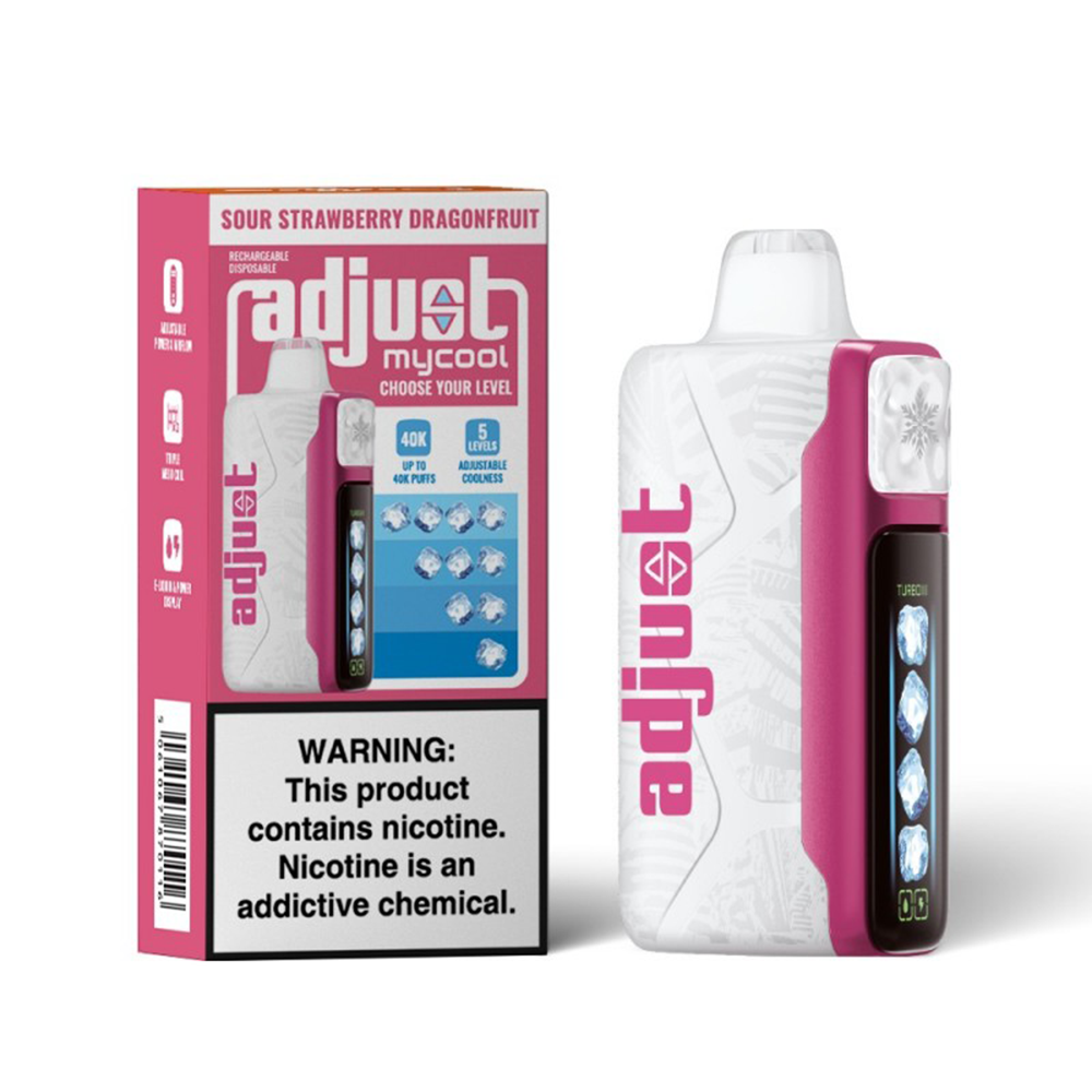 Adjust MyCool Disposable | 40000 Puff | 20mL | 50mg | MOQ 5 | Sour Strawberry Dragonfruit with packaging
