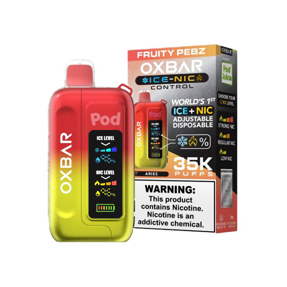 Oxbar Ice-Nic Control Pod Juice Edition Disposable 35000 Puffs 14mL 50mg • MOQ 5  - Fruity Pebz with packaging