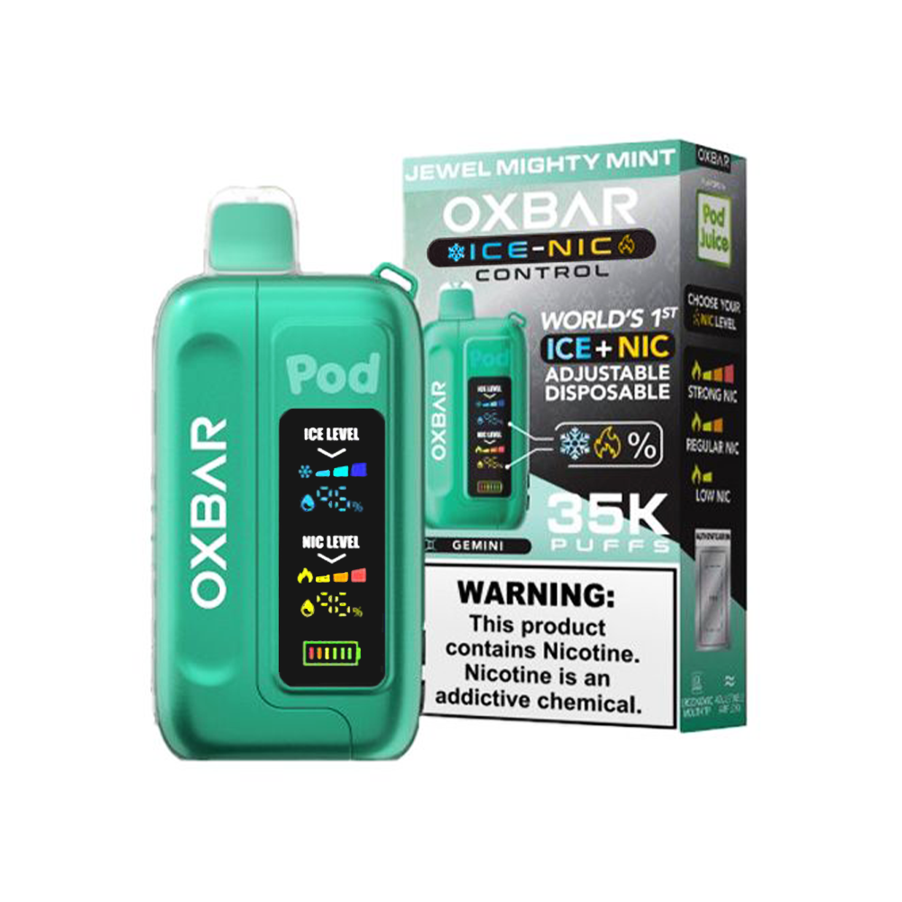 Oxbar Ice-Nic Control Pod Juice Edition Disposable 35000 Puffs 14mL 50mg • MOQ 5- Jewel Mighty Mint with packaging