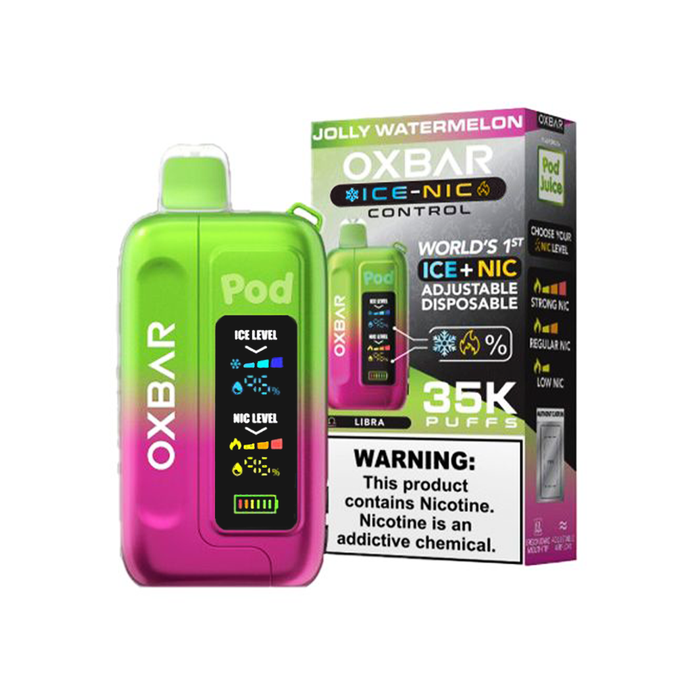 Oxbar Ice-Nic Control Pod Juice Edition Disposable 35000 Puffs 14mL 50mg • MOQ 5 - Jolly Watermelon with packaging