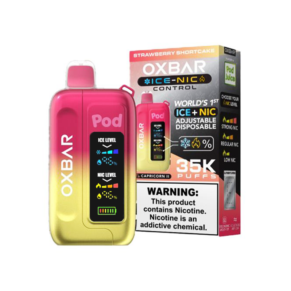 Oxbar Ice-Nic Control Pod Juice Edition Disposable 35000 Puffs 14mL 50mg • MOQ 5 - Strawberry Shortcake with packaging