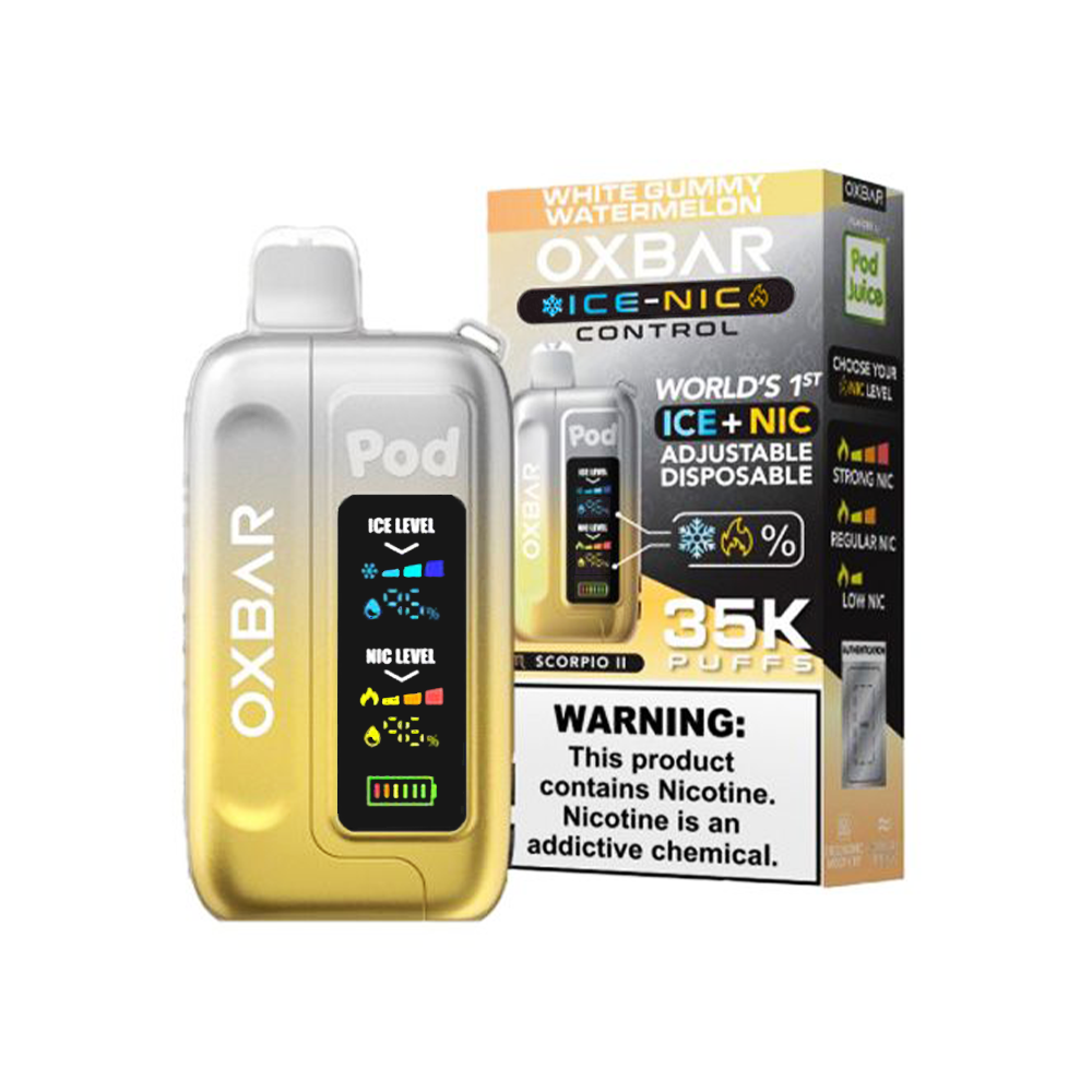 Oxbar Ice-Nic Control Pod Juice Edition Disposable 35000 Puffs 14mL 50mg • MOQ 5 - White Gummy Watermelon with packaging