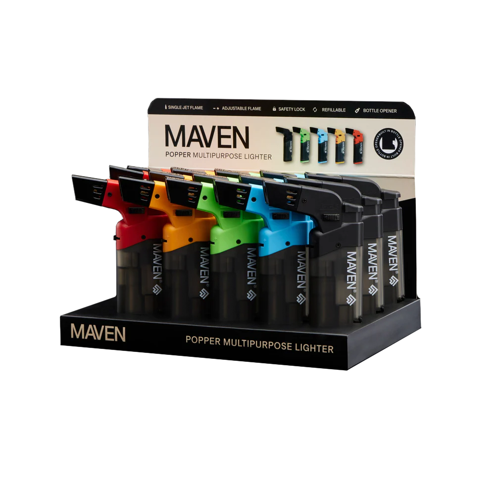 Maven Popper Torch Lighter (15pc Display) - Assorted Colors