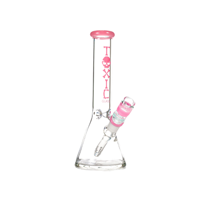 MKGlass TX75 Toxic Beaker Water Pipe 10″ - Slime Pink