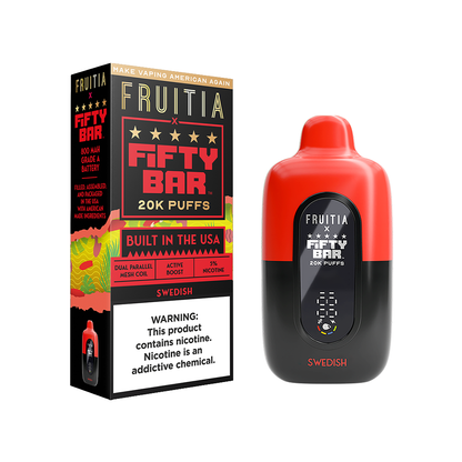 Fifty Bar Fruitia Disposable | 20000 Puffs | 16mL | 50mg | MOQ 5 | Swedish with packaging