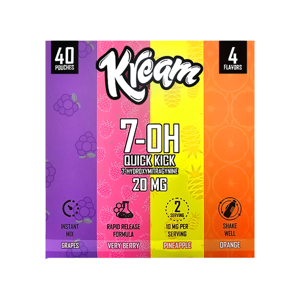 Kream OHMZ Quick Kick Kratom Powder 20mg Packet (40pc Display) - Assorted 