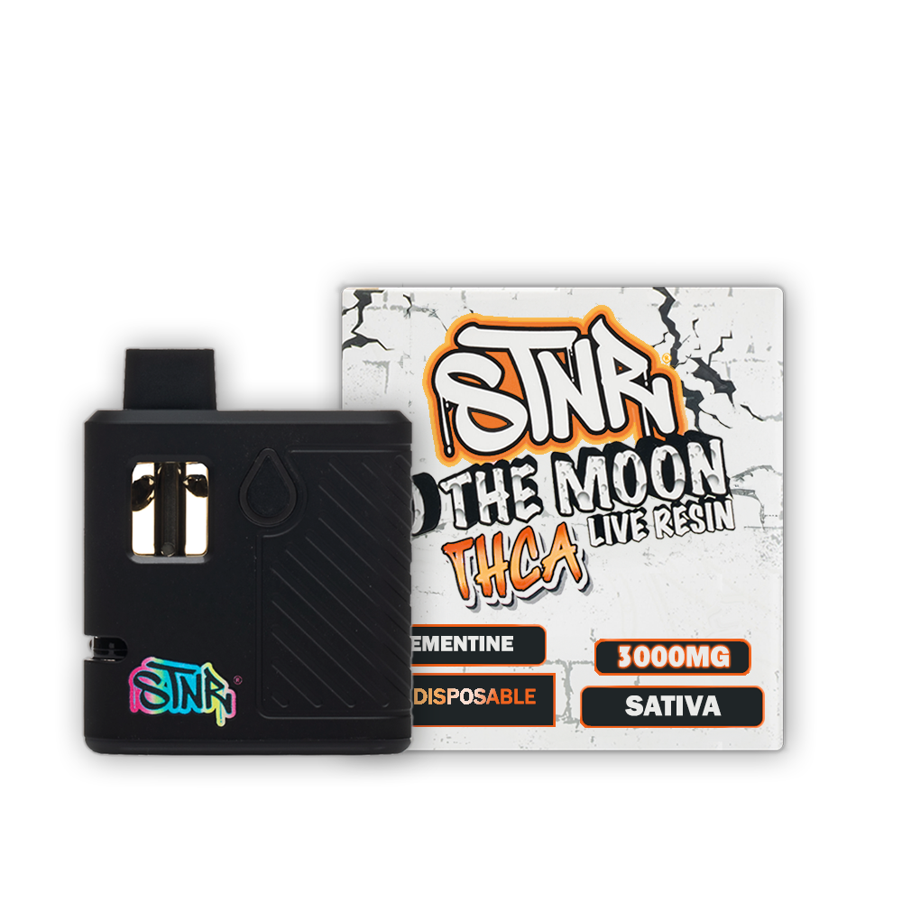 STNR To The Moon Disposable (3g) • THCA + THCP + THCV + D8 - Clementine with packaging