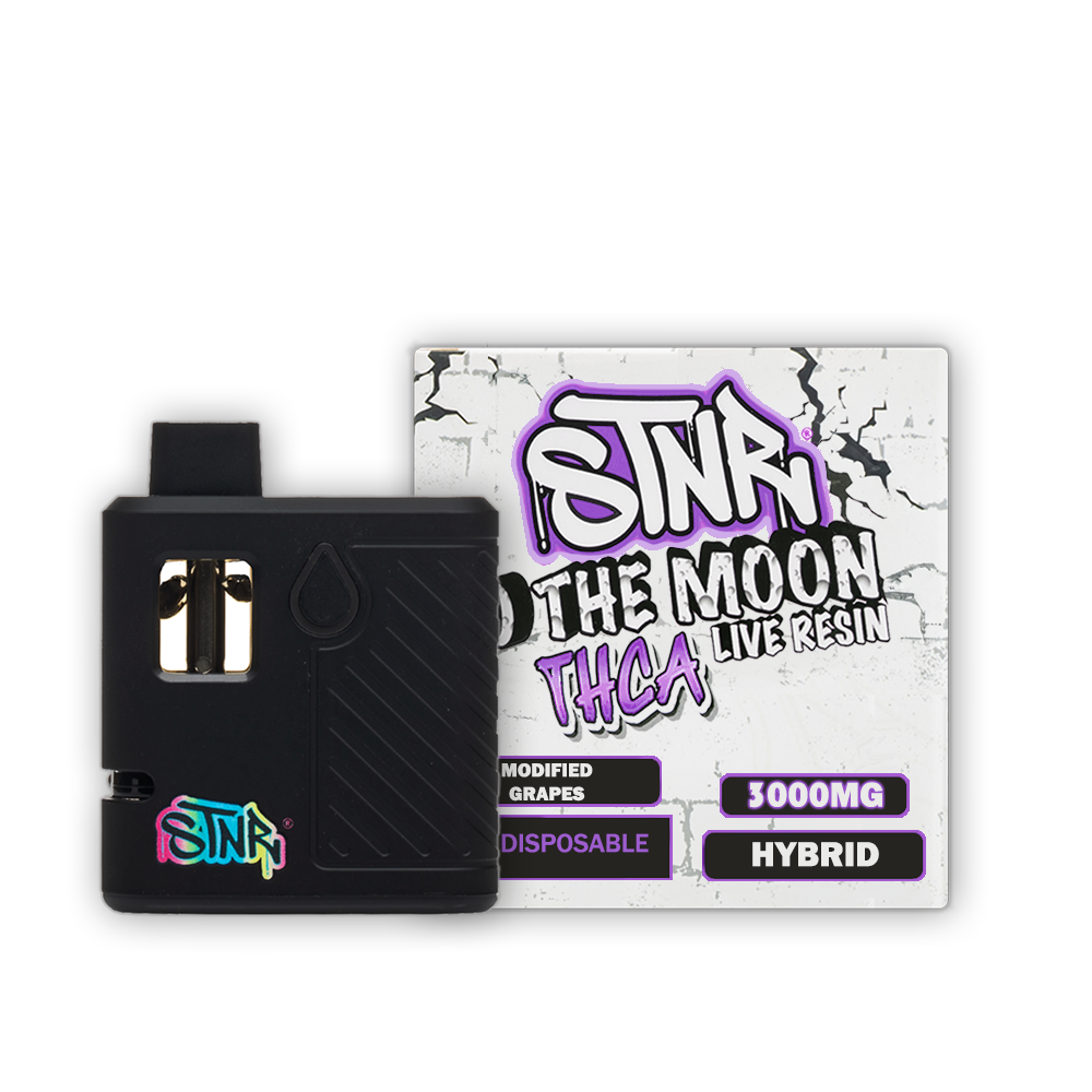 STNR To The Moon Disposable (3g) • THCA + THCP + THCV + D8 - Modified Grapes with packaging