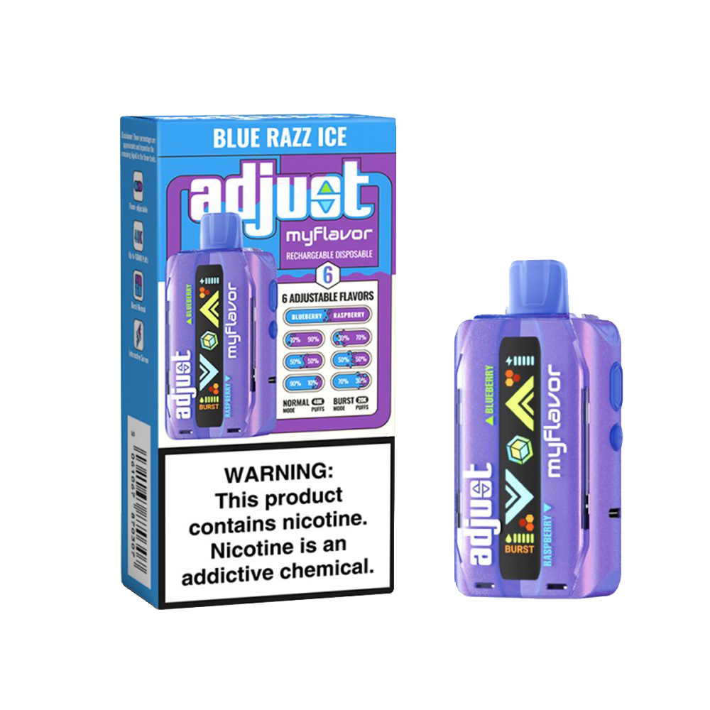 Adjust MyCool Disposable | 40000 Puff | 20mL | 50mg | MOQ 5 | My Flavor Blue Razz Ice with packaging