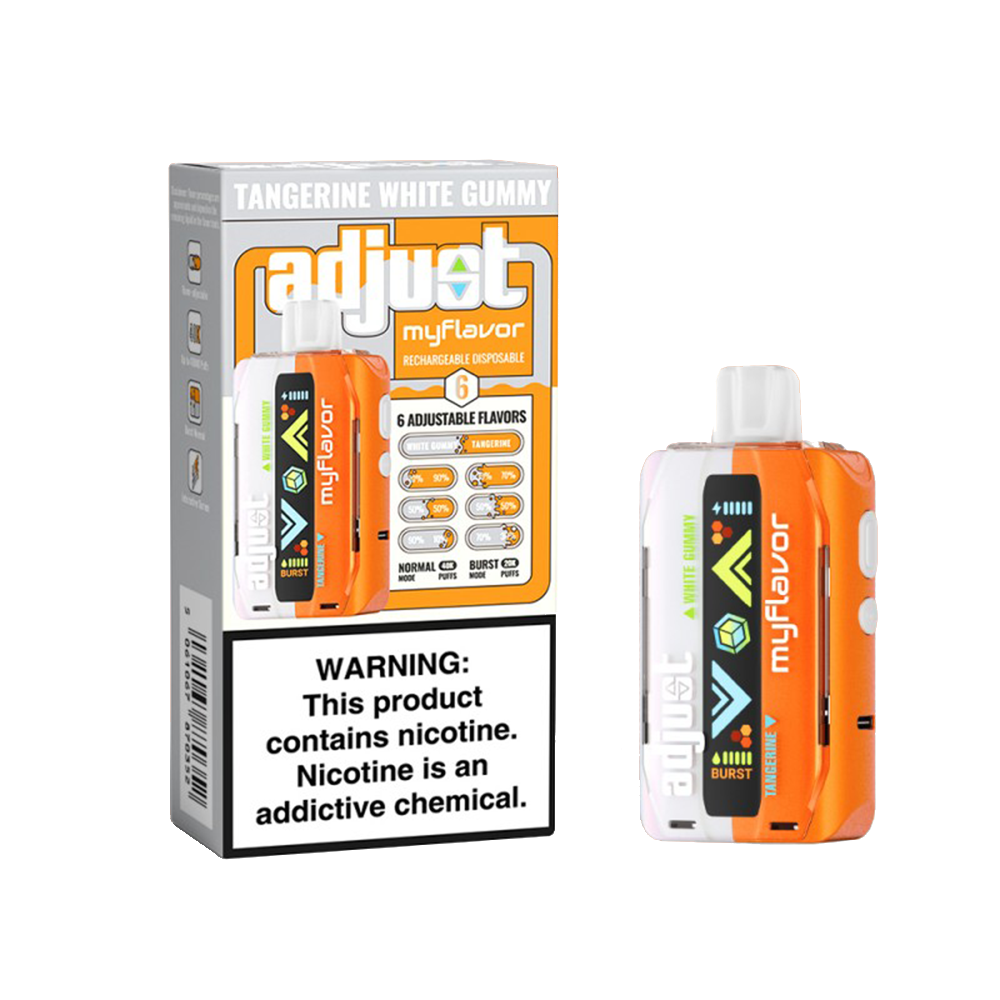 Adjust MyCool Disposable | 40000 Puff | 20mL | 50mg | MOQ 5 | My Flavor Tangerine White Gummy with packaging