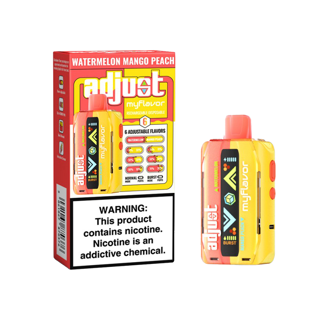 Adjust MyCool Disposable | 40000 Puff | 20mL | 50mg | MOQ 5 | My Flavor Watermelon Mango Peach with packaging