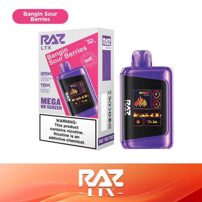 RAZ LTX Disposable | 25000 Puffs | 16mL | 50mg | MOQ 5 | Bangin Sour Berries with packaging