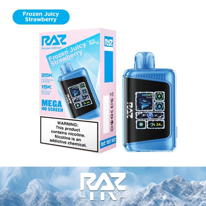 RAZ LTX 25K Disposable 16mL 50mg • MOQ 5 - Frozen Juicy Strawberry with packaging