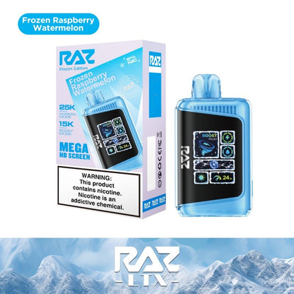 RAZ LTX Disposable | 25000 Puffs | 16mL | 50mg | MOQ 5 | Frozen Raspberry Watermelon with packaging