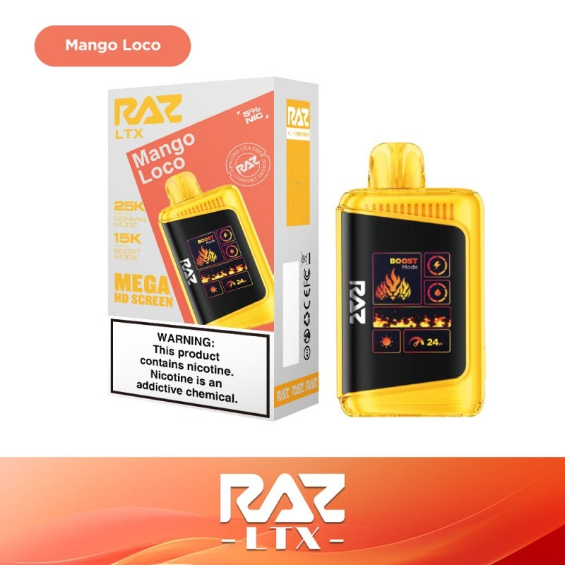 RAZ LTX 25K Disposable 16mL 50mg • MOQ 5 - Mango Loco with packaging