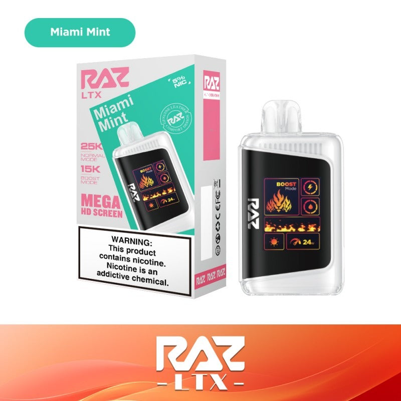 RAZ LTX 25K Disposable 16mL 50mg • MOQ 5 - Miami Mint with packaging