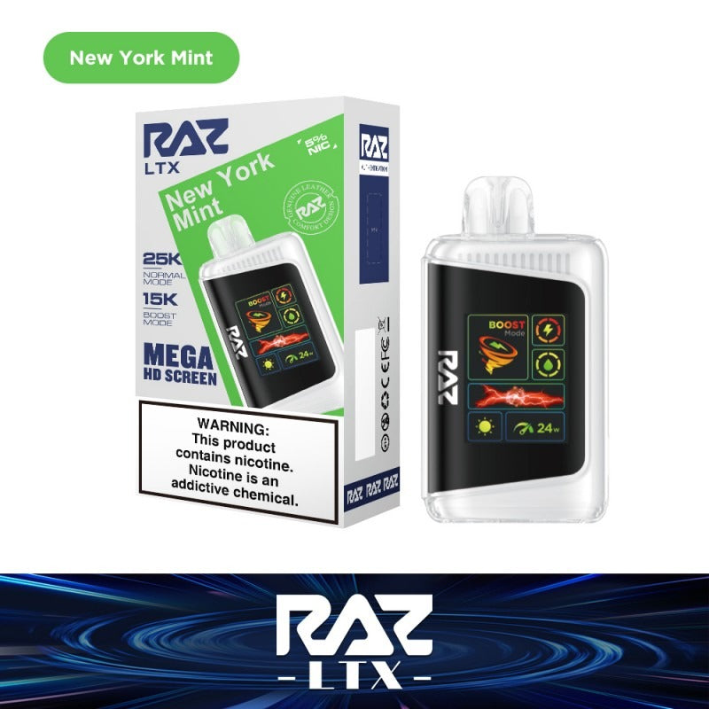 RAZ LTX Disposable | 25000 Puffs | 16mL | 50mg | MOQ 5 | New York Mint with packaging