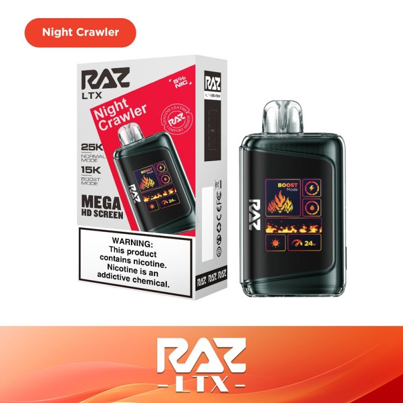 RAZ LTX Disposable | 25000 Puffs | 16mL | 50mg | MOQ 5 | Night Crawler with packaging