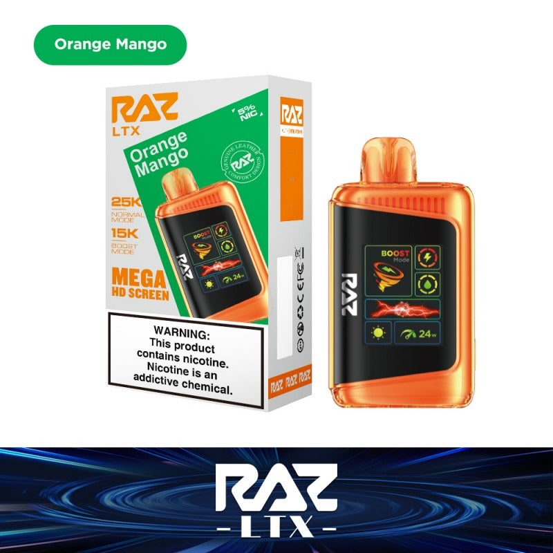 RAZ LTX Disposable | 25000 Puffs | 16mL | 50mg | MOQ 5 | Orange Mango with packaging