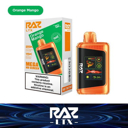 RAZ LTX Disposable | 25000 Puffs | 16mL | 50mg | MOQ 5 | Orange Mango with packaging