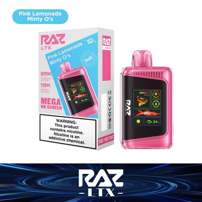 RAZ LTX Disposable | 25000 Puffs | 16mL | 50mg | MOQ 5 | Pink Lemonade Minty O's with packaging
