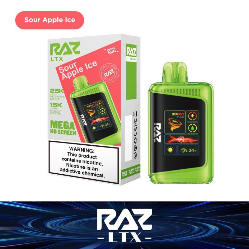 RAZ LTX 25K Disposable 16mL 50mg • MOQ 5 - Sour Apple Ice with packaging