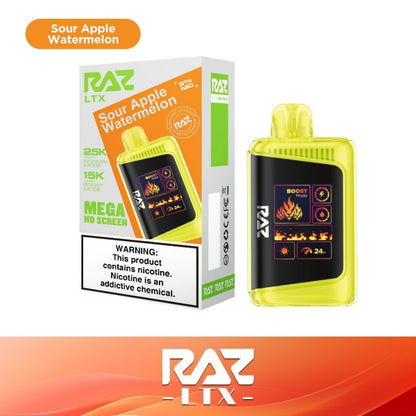 RAZ LTX Disposable | 25000 Puffs | 16mL | 50mg | MOQ 5 | Sour Apple Watermelon with packaging
