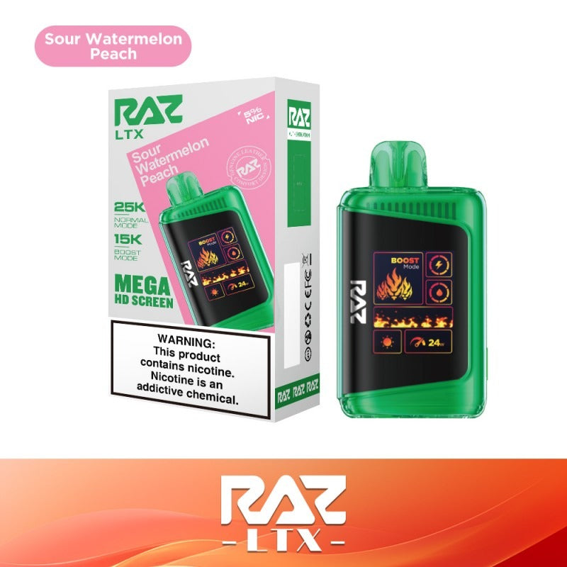 RAZ LTX 25K Disposable 16mL 50mg • MOQ 5 - Sour Watermelon Peach with packaging